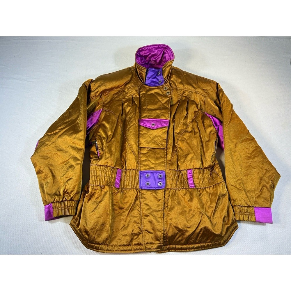 Vintage Gerry Ski‎ Jacket Women's XL Gold Purple Colorblock 80s 90s Retro - Picture 3 of 10